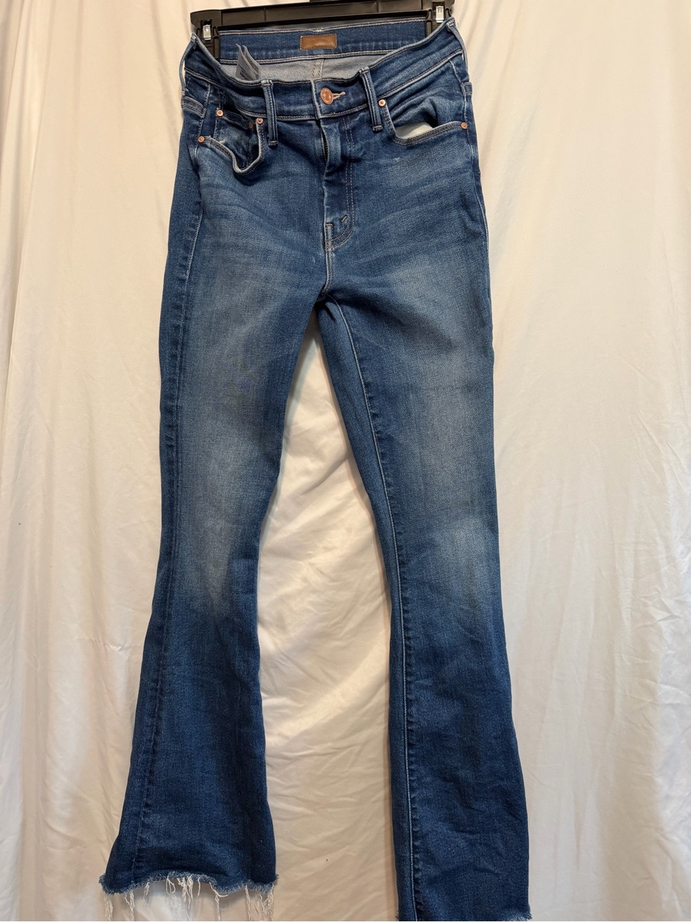 Women’s Mother Weekender Fray Blue Flared Jeans - Classic Mid Wash
